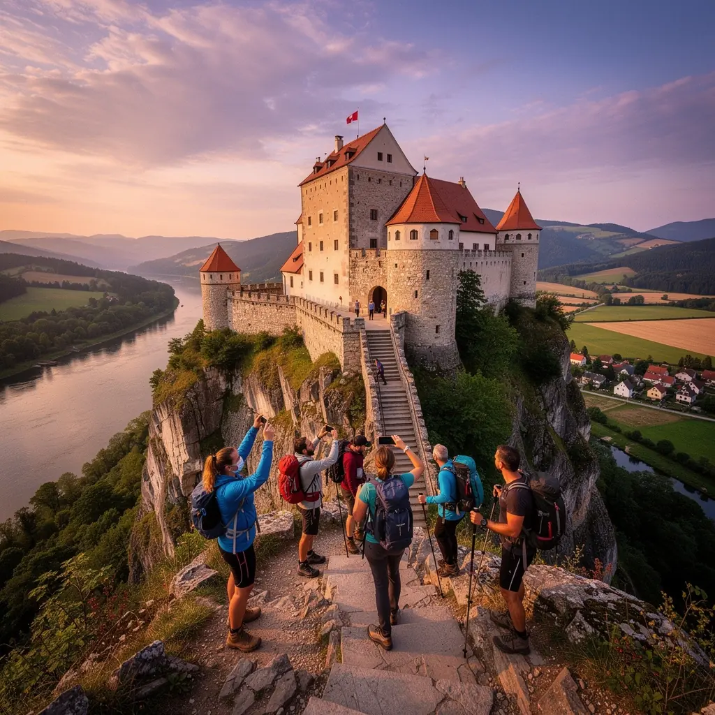 The imposing Orava Castle standing tall against a dramatic sky, highlighting its historical significance and unique structure.